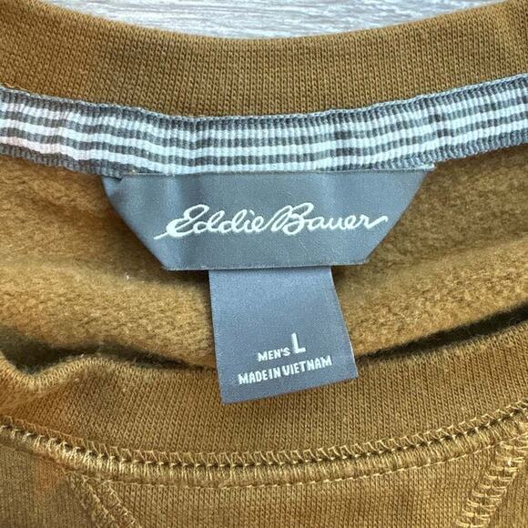 Eddie Bauer Men's Double Knit Crewneck Long Sleeve Shirt Dull Gold L - Picture 6 of 8